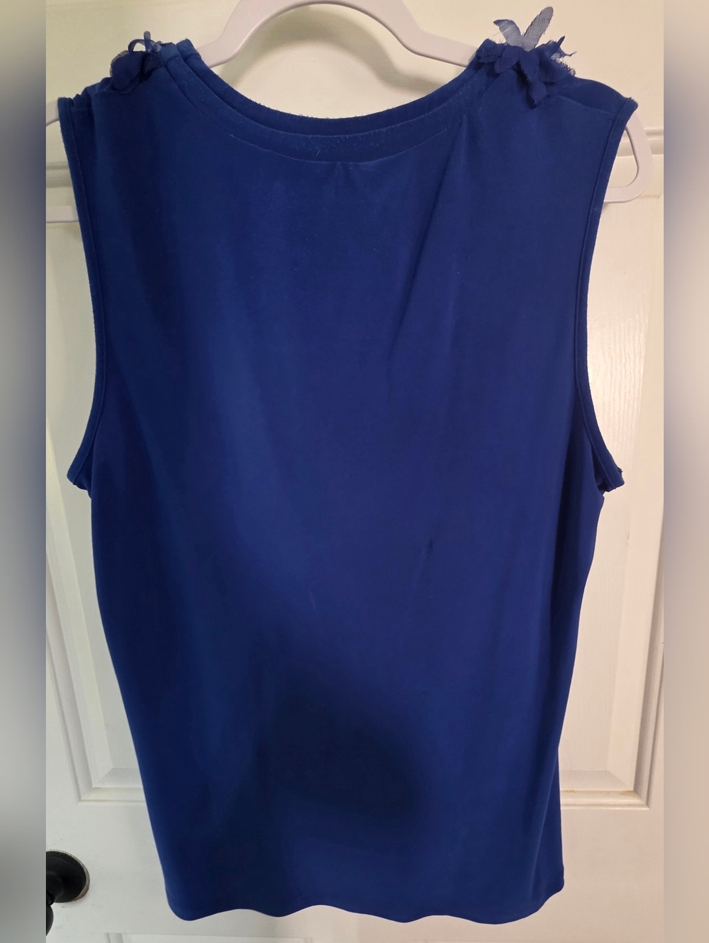 Cato Royal Blue Sleeveless Tank with Floral Appliqués - Picture 2 of 3